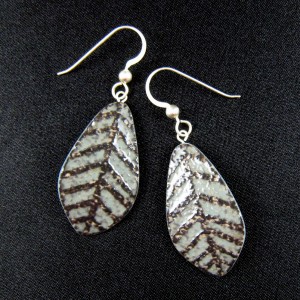 leaf earrings emu eggshell