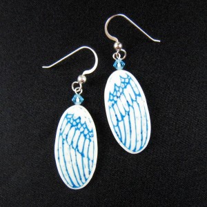 blue feather wings earrings