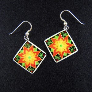 cactus flower star earrings