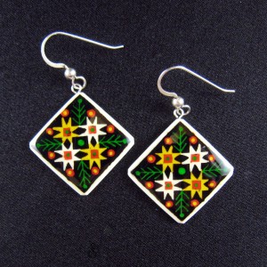 pine star pysanka earrings