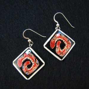 red snake earrings